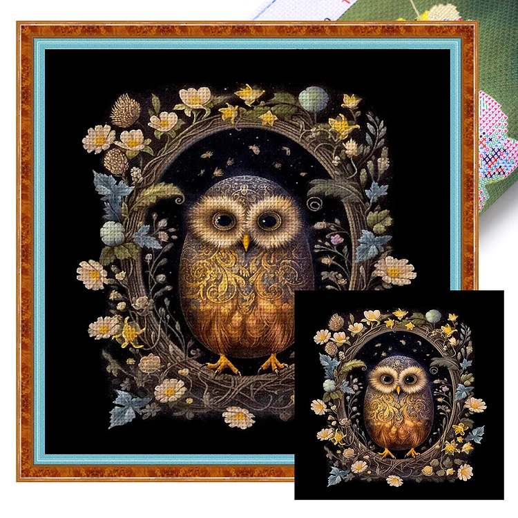 【Huacan Brand】Easter Owl 11CT Stamped Cross Stitch 45*45CM