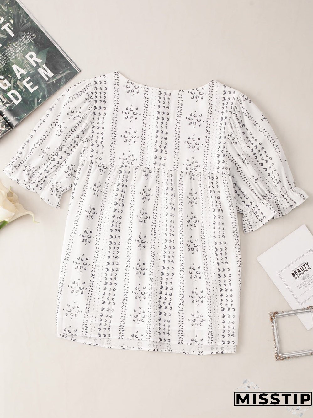 White Floral Embroidered Lightweight Summer Blouse