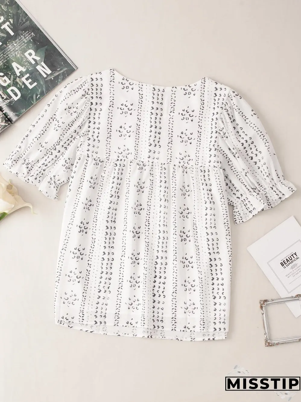 White Floral Embroidered Lightweight Summer Blouse
