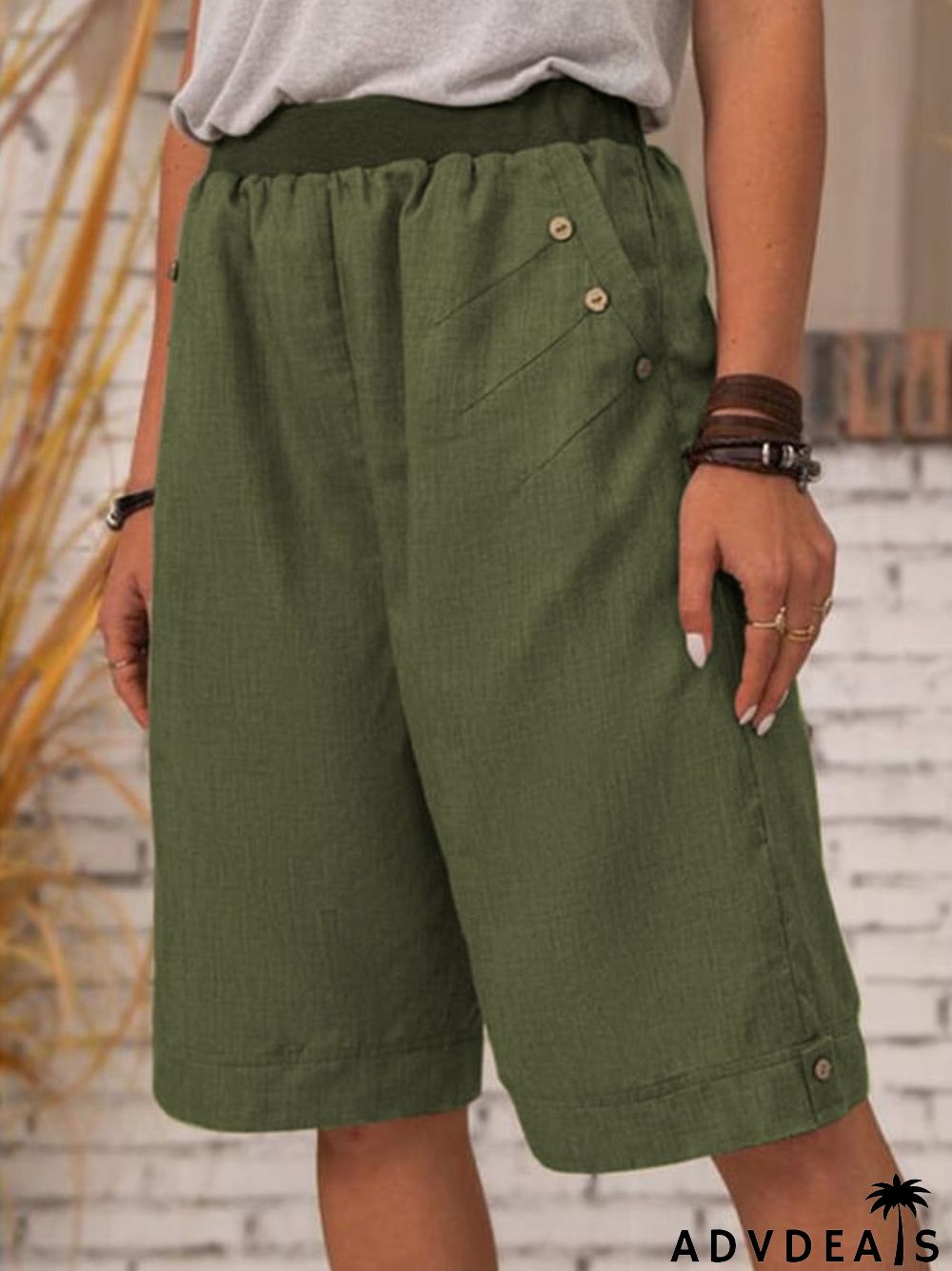 Women's Pure Color Casual Cotton Linen Shorts