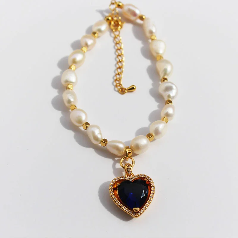 Vintage Elegant Freshwater Pearl Love Necklace Bracelet