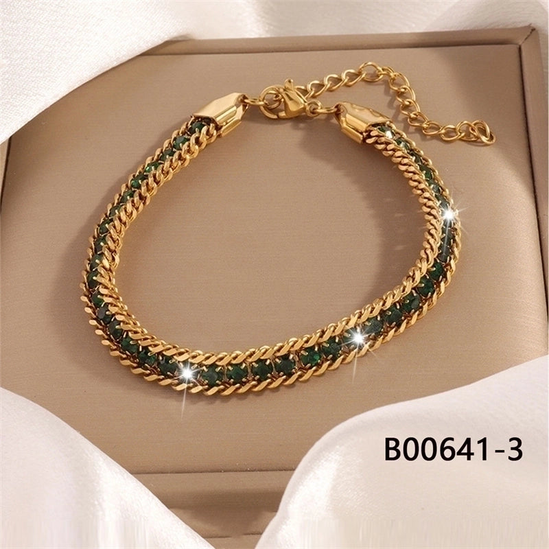 Modern Style Classic Style Irregular 304 Stainless Steel K Gold Plated Zircon Bracelets In Bulk