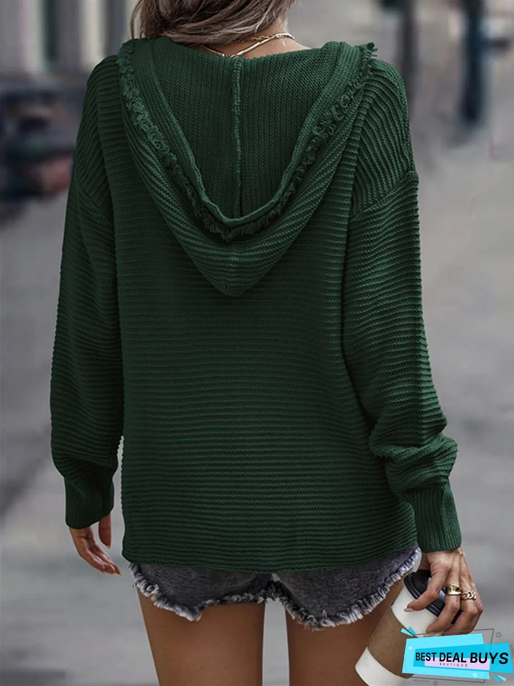 Fashion V-neck Solid Color Long Sleeve Sexy Sweater