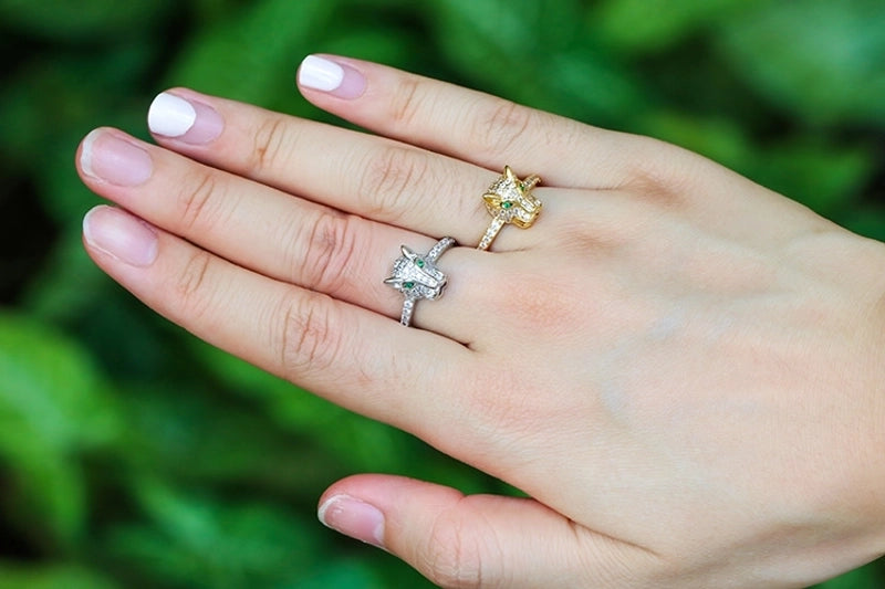 Fashion Copper Gold-plated Zircon Animal Leopard Ring