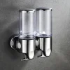 Stainless Steel Pull Rod Three-Head Soap Dispenser Wall-Mounted Manual Press Shower Gel Suitable For Bathroom Toilet Hotel