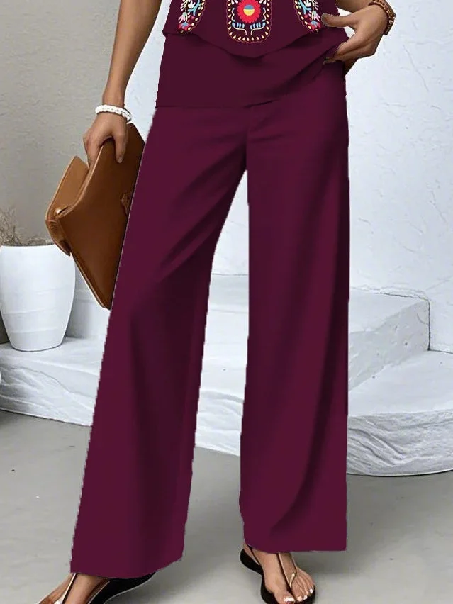 Women's Sleeveless Square Collar Graphic Printed Casual Set