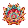 Peinture en diamant en 5D DIY d&eacute;coration acrylique de bureau, bougeoirs fleurs, lumi&egrave;re th&eacute;au, d&eacute;coration de bureau maison faite main pour adultes d&eacute;butants (lotus rouge et jaune)