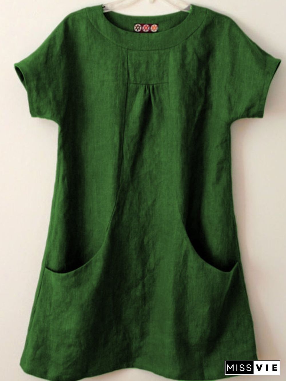 Short Sleeve Pockets Cotton-Blend Shirts & Tops