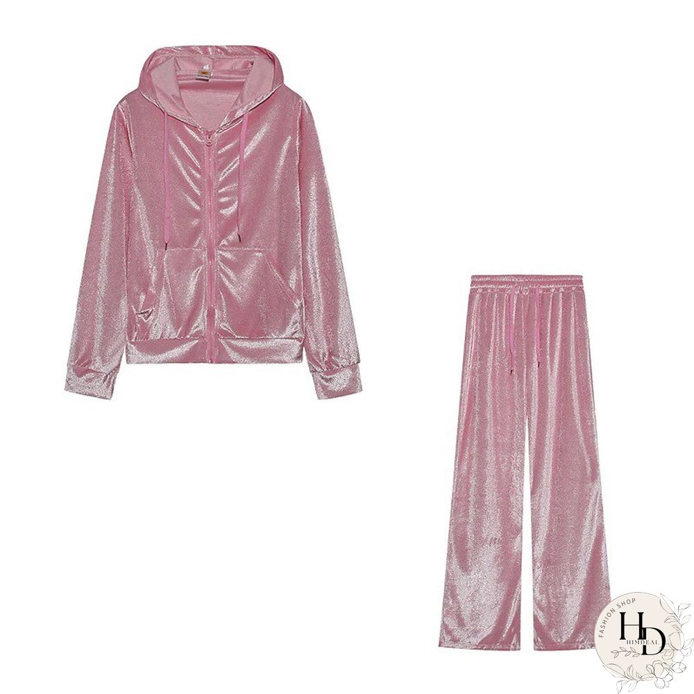 Autumn Casual High Street Velvet Suits Women Fashion Rhinestones Printed Letter Loose Hoodies + Long Pants Tracksuit 2 Piece Set