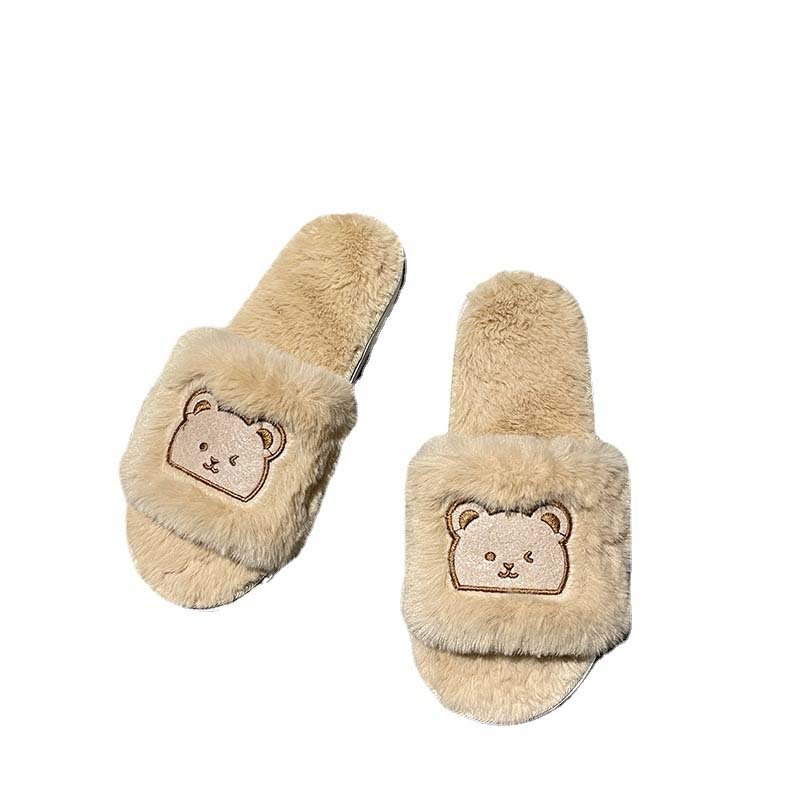 Letclo™ 2021 New Cartoon Cute Bear Warm Plush Slippers letclo Letclo