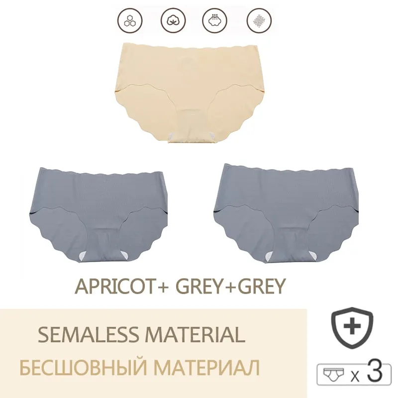 3PCS/Set Seamless Women's Pantys  Low Waisted Soft Underpants For GirlsLingerie Sexy Intimates Woman Comfortable Briefs M-XL