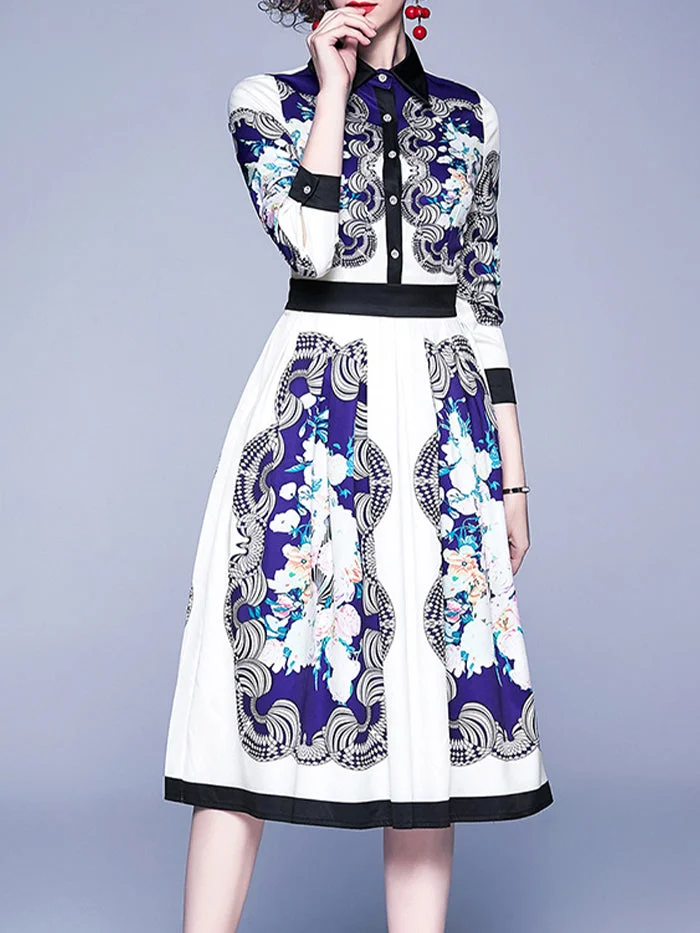 New Printed Long-sleeved Dress