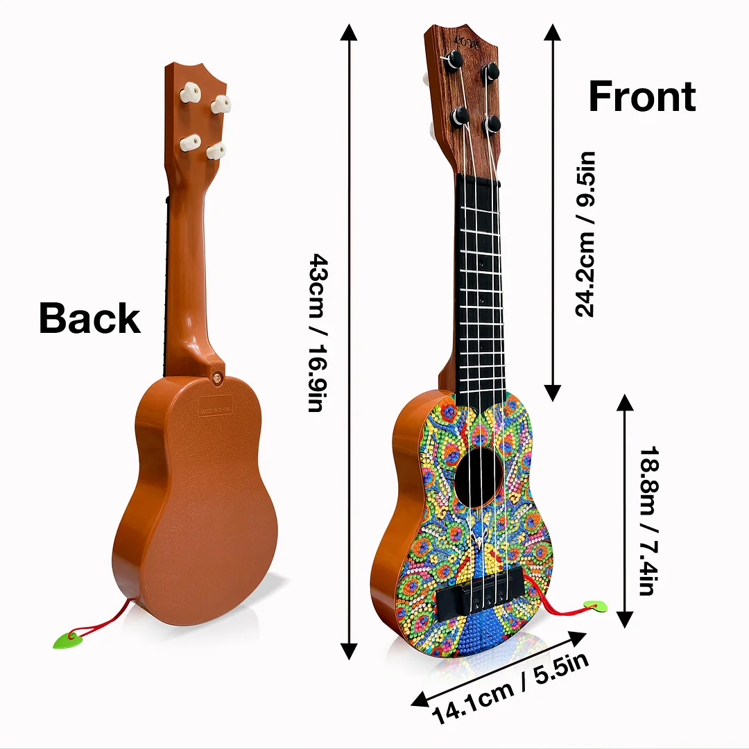 DIY Wooden Guitar Diamond Art Ornament Unique Gifts for Musicians (peacock)