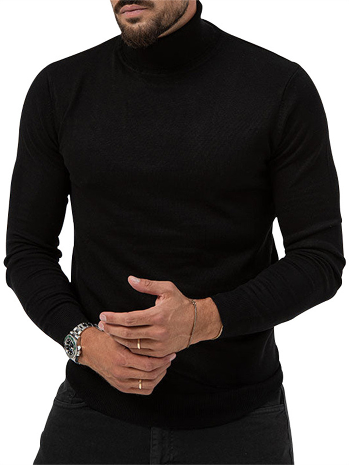 Autumn and Winter New High Elasticity High Neck Knitted Cashmere Sweater Thickened Young Men's Warm Bottoming Clothes