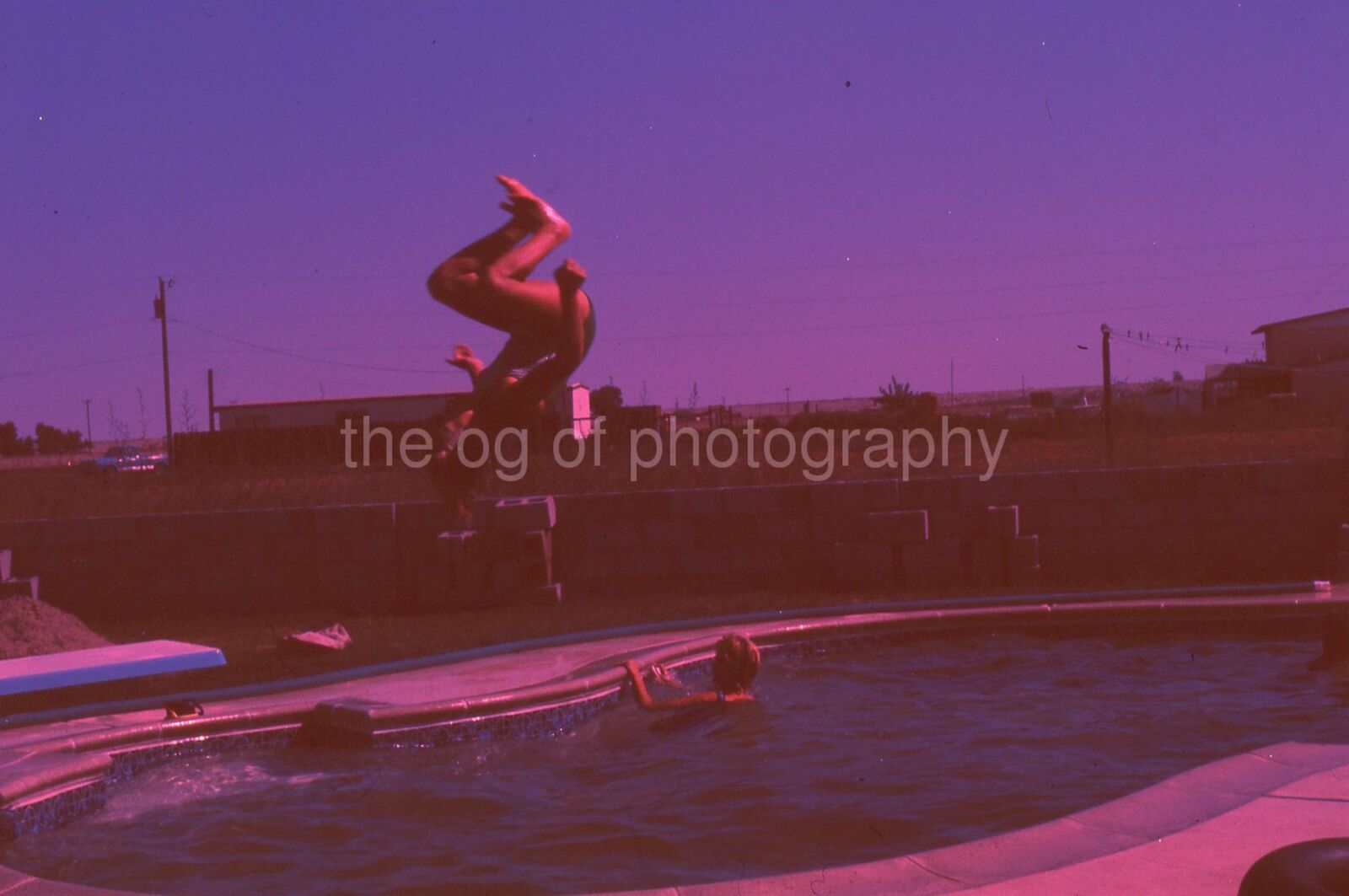 POOL SCENE Swimsuit Women 35mm FOUND SLIDE Diver COLOR ORIGINAL Photo Poster painting 21 T 67 M