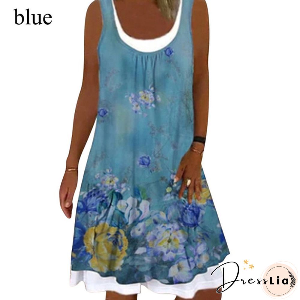 Women's Fashion New Spring Casual Temperament Suspender Type Sleeveless Round Neck A-line Skirt Dress