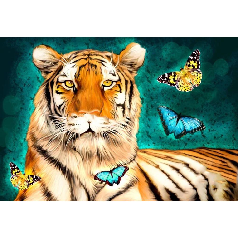 

30x40cm Round Drill Diamond Painting-Tiger Butterflies, 501 Original