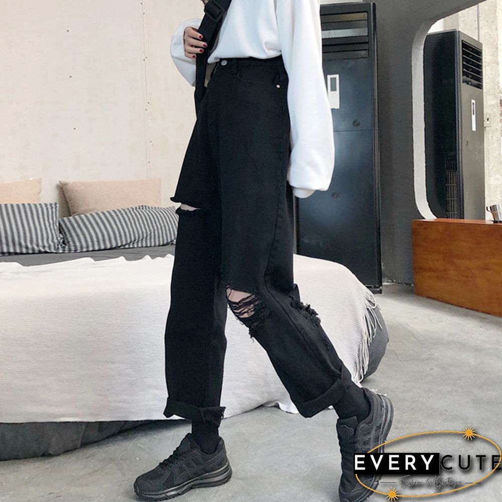 Straight-Leg Ripped Jeans