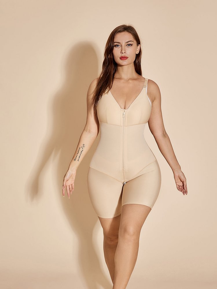 High Compression Chest Packed Shapewear Tummy Control Stage 2 Faja Colombianas Waist Trainer Bodysuit - Tan
