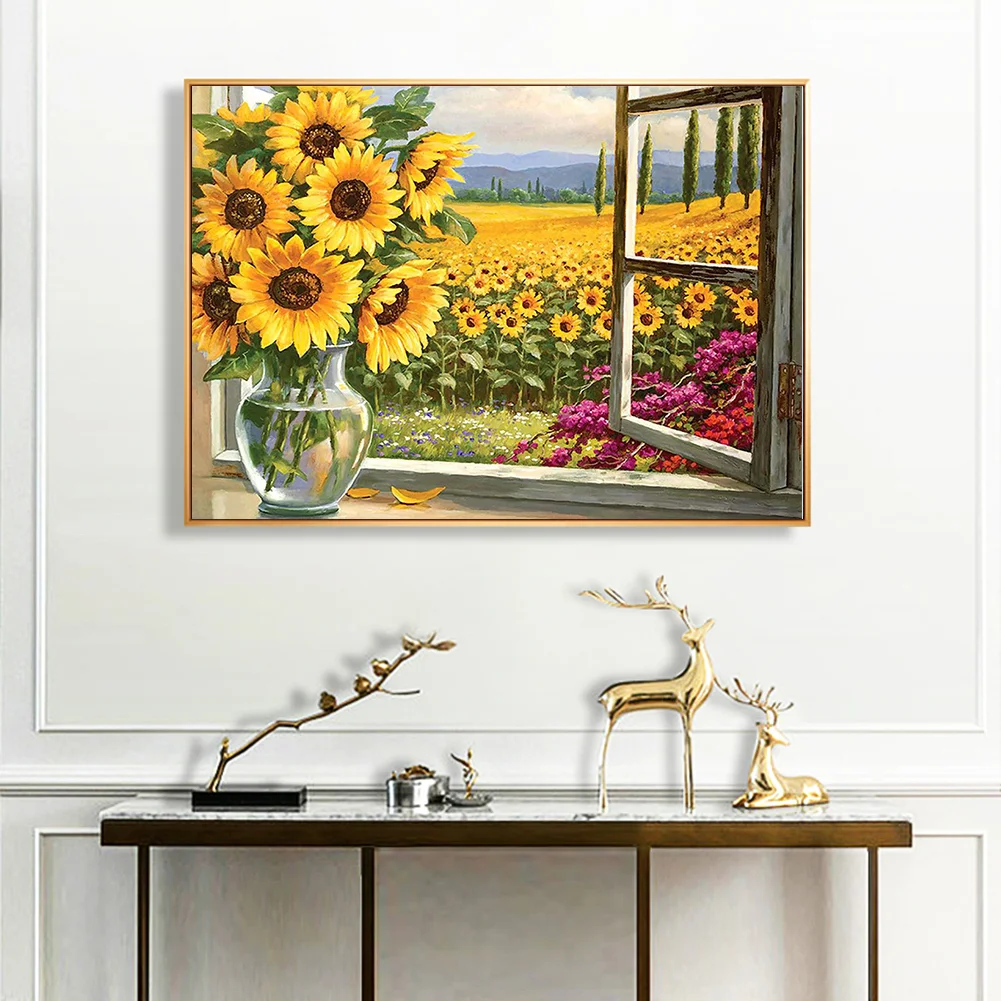 14CT Full Stamped Cross Stitch - Sunflower(Canvas|40*50CM)