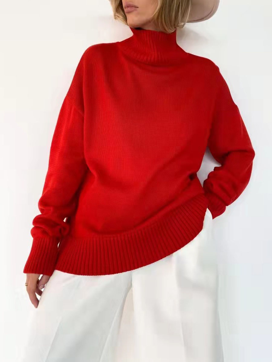 Women's Turtleneck knitted padded loose sweater