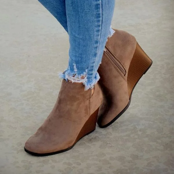 Side Slit Wedge Booties