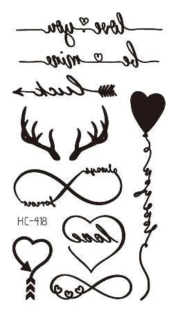 Small Sexy Lips Leaf Black Cartoon Temporary Tattoo Cute Star Tattoo Sticker Love Women Body Finger Art Waterproof Tatoo