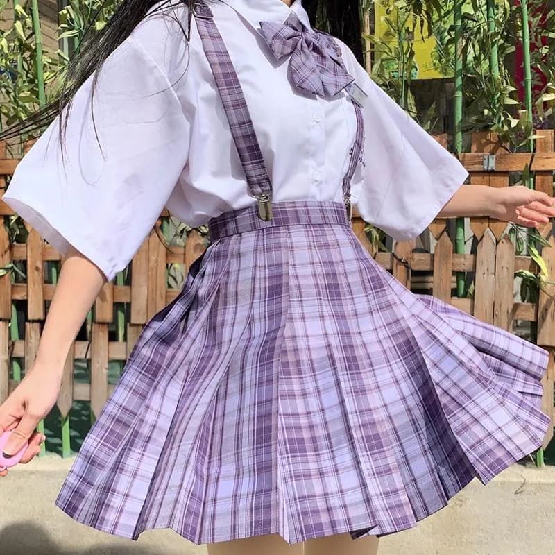 [Grape Soda] High Waist Pleated Skirts JK School Uniform SP15490