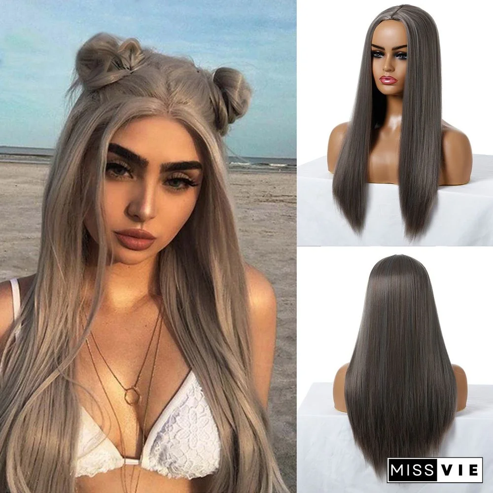 European and American Wigs Long Straight Hair Women's Fashion Long Hair Chemical Fiber Headgear