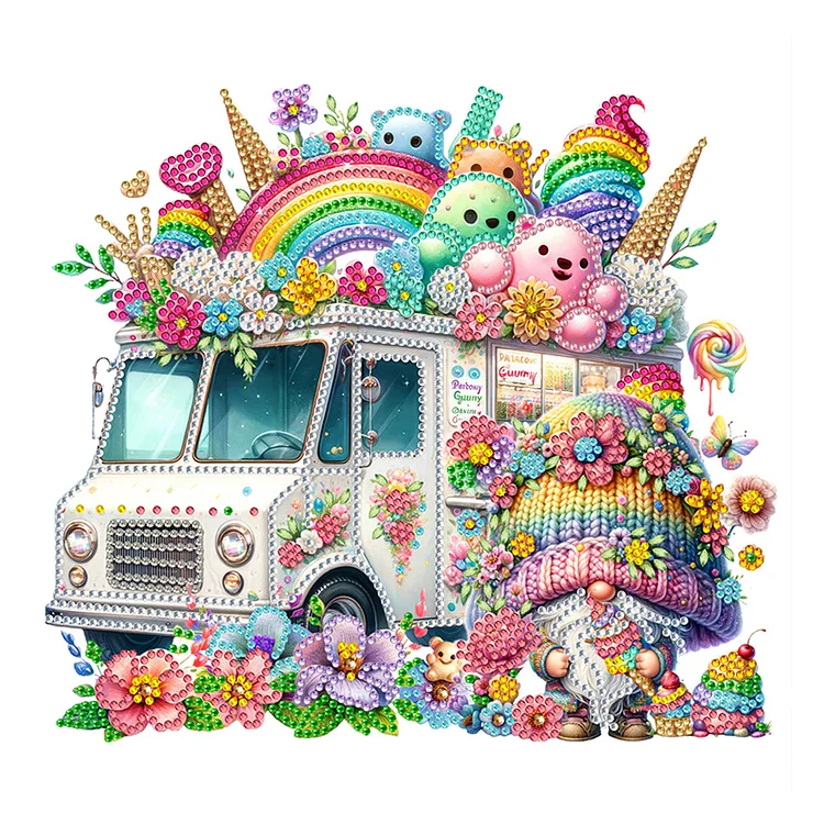 Goblins And Rainbows Ice Cream Truck 30*30CM(Canvas) Special Shaped Drill Diamond Painting gbfke