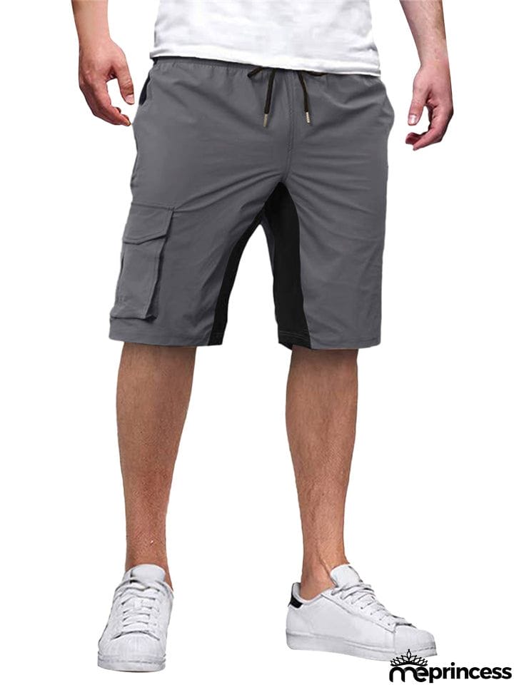 Male Contrast Color Drawstring Casual Summer Shorts