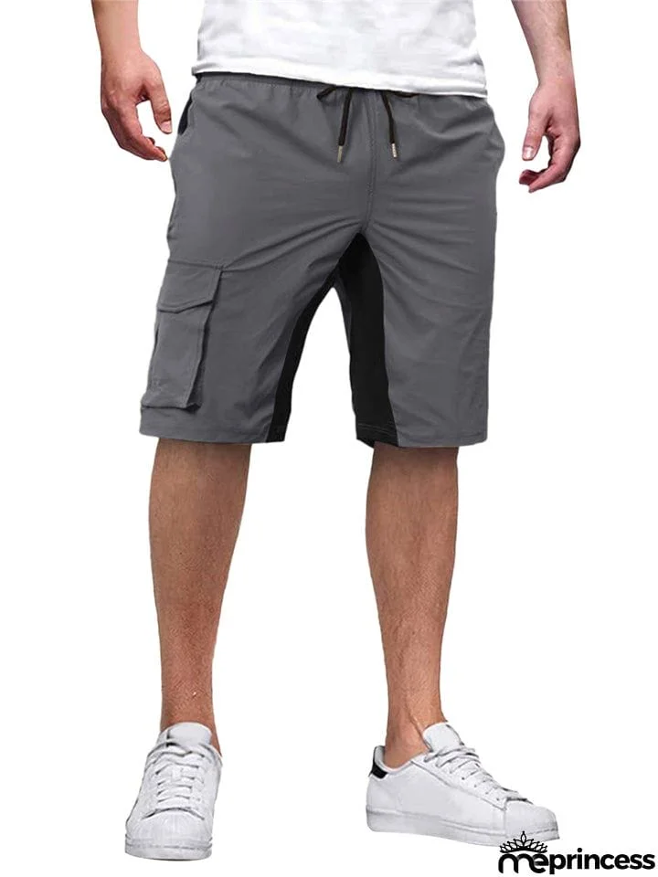 Male Contrast Color Drawstring Casual Summer Shorts