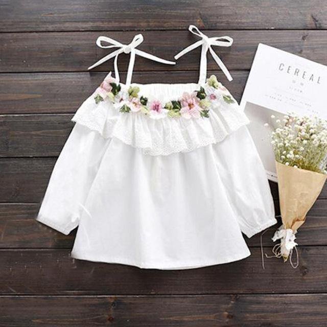 New White T Shirt Kids Top Toddler Summer Blouse Clothes