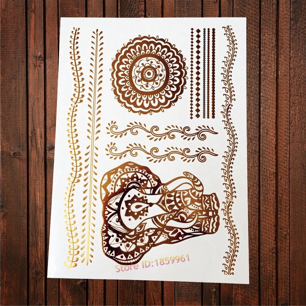 Sexy Leopard Print Tattoo Gold Metallic Wing Design Temporary Tattoo Sticker Women Body Art Waterproof Fake Tatoo Decals AYS-125