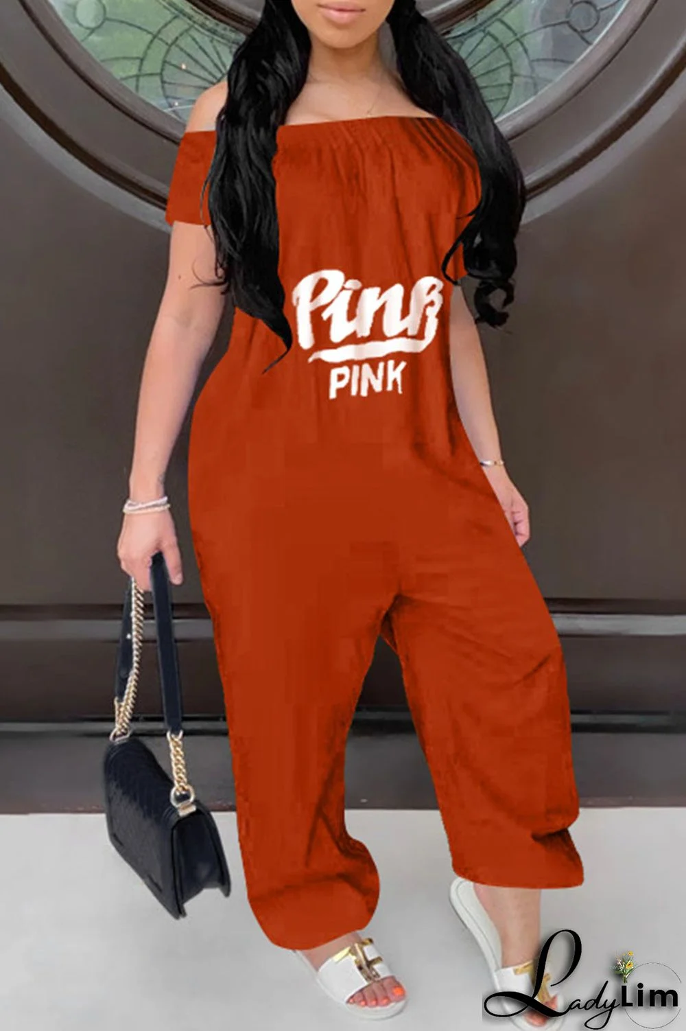 Yellow Casual Print Patchwork Off the Shoulder Loose Jumpsuits