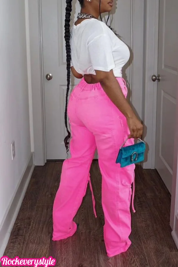 Fashion Multi-dimensional Pocket Washed Cargo Jeans