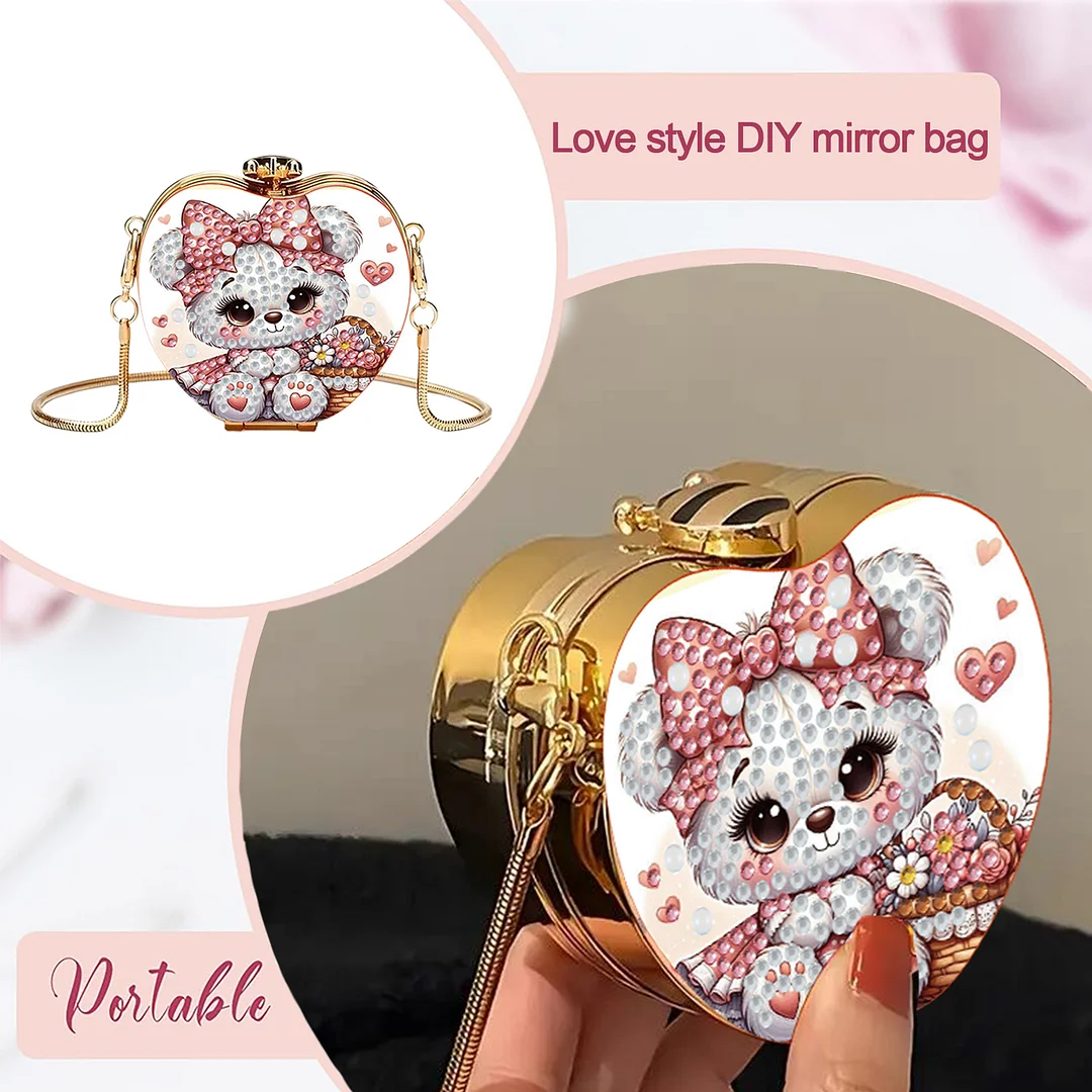 Bear DIY Acrylic Love Art Diamond Painting Coin Purse with Chain for Women Girl