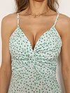 Spaghetti-Neck V-Neck Twist Split-Side Floral Sexy Slim Casual Mini Dress