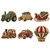 6PCS Vehicles DIY Pearl Diamond Painting Christmas Fridge Magnets, Sparkling Rhinestone Refrigerator Magnet Craft Kit for Home Decor & Gifts