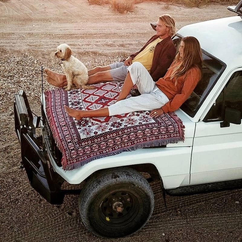 RV Travel Ethnic Line Blanket Boho Sofa Blanket