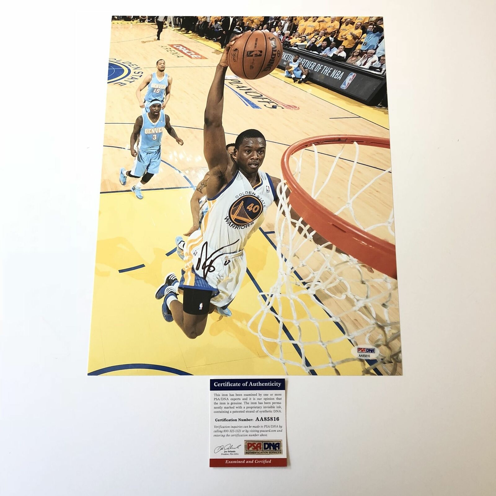 Harrison Barnes signed 11x14 Photo Poster painting PSA/DNA Golden State Warriors Autographed