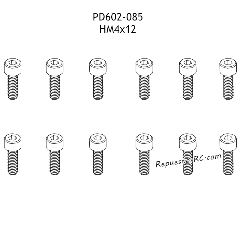 PD RACING TK10 Piezas HM4x12 Tornillo Hexagonal PD602-085