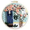 29x29cm DIY Cotton Embroidery Kit with Embroidery Hoop Pre-Printed Pattern Needlework Handmade Landscape Hand Stitch Kit for Craft Lover Gift
