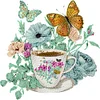Coffee Flower Butterfly-Partial Speical Shaped Diamond Painting 30*30CM