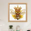 Golden Crown Bumble Bee Glass Bead Partial 11CT DIY Stamped Cross Stitch Kits for Beginners Adults Home Decor Cross Stitch Art and Crafts Kits 14.04x14.04in tapestrymarket