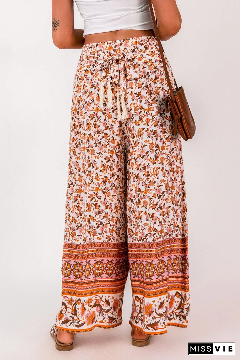 Boho Floral Wide Leg Palazzo Pants