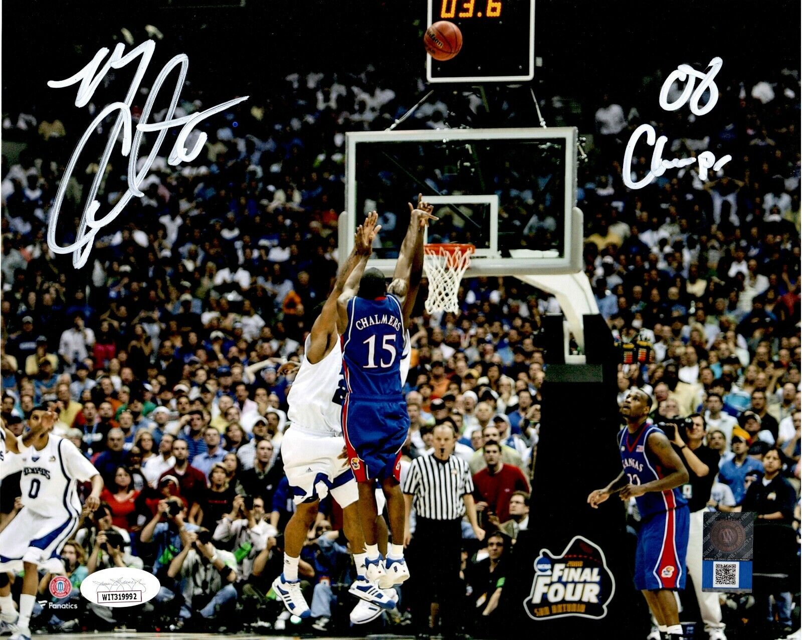 Mario Chalmers autographed signed inscribed 8x10 Photo Poster painting Kansas Jayhawks JSA COA