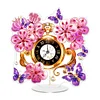 (US Only)Acrylic Special Shape Flower Butterfly Diamond Painting Clock Ornaments Kit