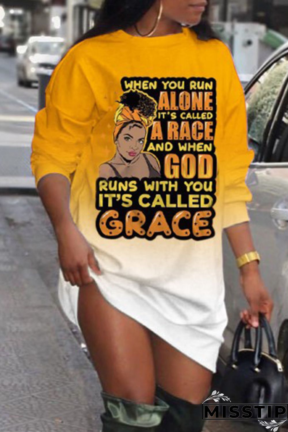 Purple Fashion Casual Print Basic O Neck Long Sleeve Plus Size Dresses