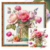 Flowers Full 18CT 2 Strands DIY Stamped Cross Stitch Kits for Beginners Adults Home Wall Decor Cross Stitch Art and Crafts Kits 25x25cm